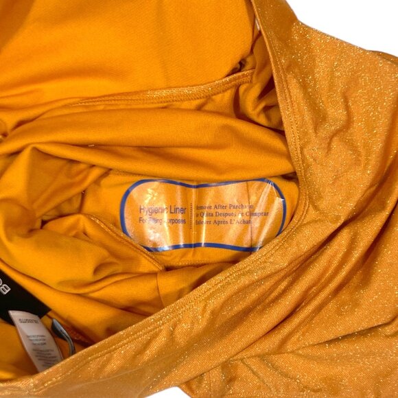 BCBG Paris Knotted Bandeau Adjustable Strap 1PC Swimsuit Shimmer Gold XXL New - Picture 6 of 7